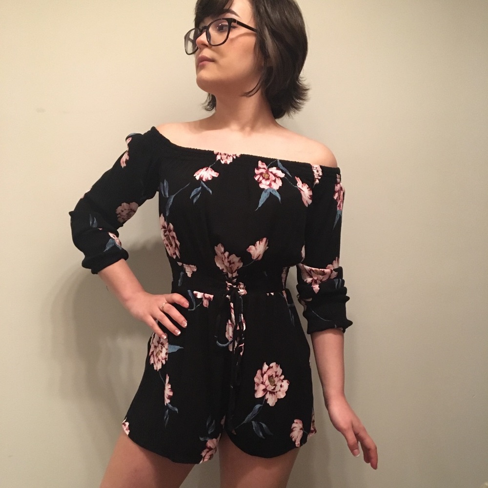 Kendall & Kylie Off-the-Shoulder Floral Romper